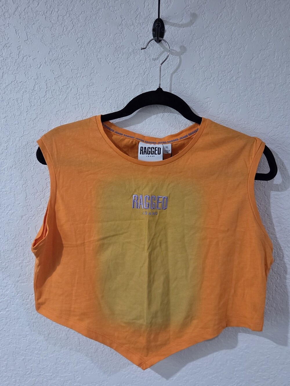 Ragged Jeans Orange/Yellow Sleeveless Cropped Handkerchief Top Size XL